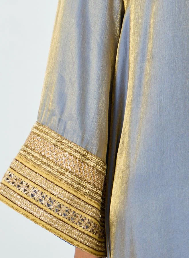 Take Two  Women Contrast Long Sleeve Lace Trim Jalabiya for Women | Best Price UAE